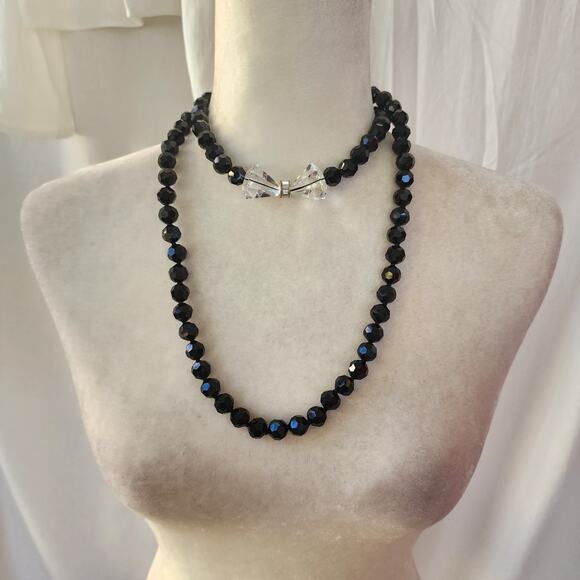 HEIDI DAUS "Full Of Possibilities" black Necklace Swarovski Crystal Long Bow - Picture 8 of 10